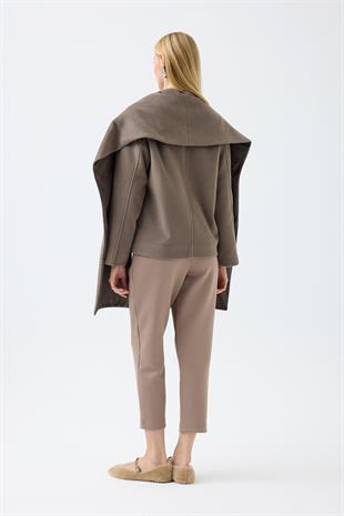 Blossom Atkılı Kaşe Kaban - Vizon 