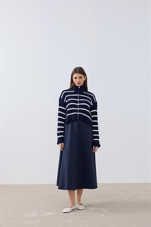 Briona Fitilli Kontrast Hırka- Lacivert