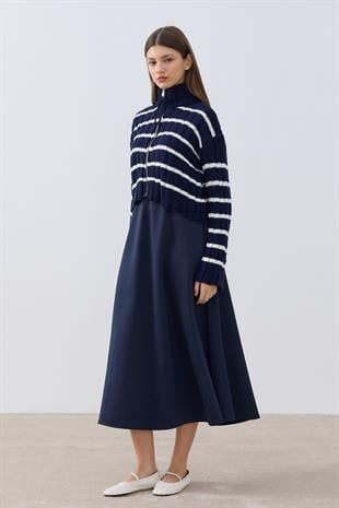 Briona Fitilli Kontrast Hırka- Lacivert