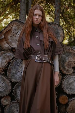 Camelia Pelerin Kısa Trençkot- Acı kahve