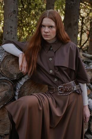 Camelia Pelerin Kısa Trençkot- Acı kahve