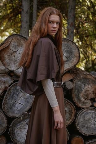 Camelia Pelerin Kısa Trençkot- Acı kahve