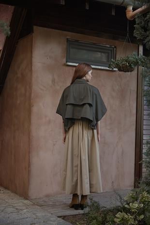 Camelia Pelerin Kısa Trençkot - Haki 