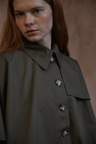 Camelia Pelerin Kısa Trençkot - Haki 