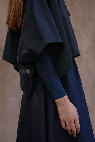 Camelia Pelerin Kısa Trençkot - Lacivert 