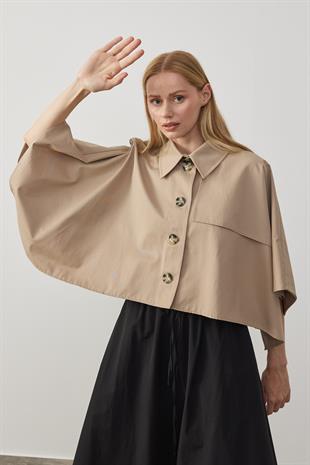 Camelia Pelerin Kısa Trençkot- Vizon