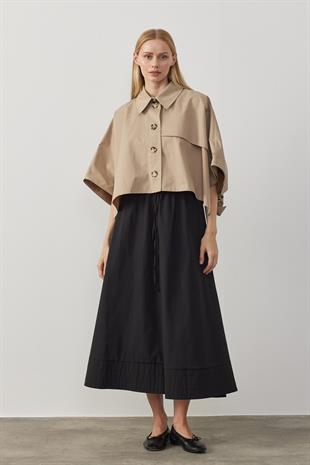 Camelia Pelerin Kısa Trençkot- Vizon