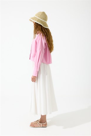 Camila Nervürlü Poplin Gömlek - Pembe