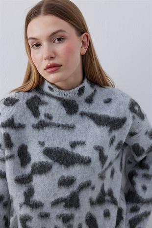 Camille Desenli Angora Kazak - Gri