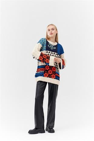 CARLA PALAZZO ÖNDEN DİKİŞLİ DERİ PANTOLON - SİYAH 