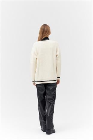 CARLA PALAZZO ÖNDEN DİKİŞLİ DERİ PANTOLON - SİYAH 