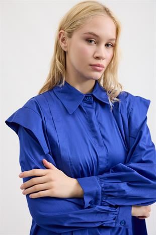 Caroline Allerli Gömlek- Saks Mavi