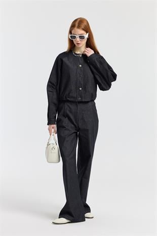 Celia Bomber Ceket Takım - Denim Mavi