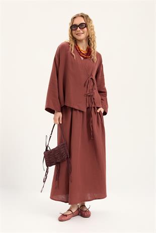 Chen Müslin Etek Takım - Bakır