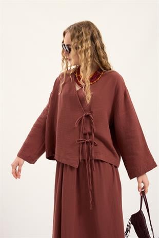 Chen Müslin Etek Takım - Bakır