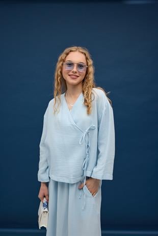 Chen Müslin Etek Takım - Bebe mavi