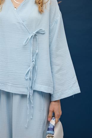 Chen Müslin Etek Takım - Bebe mavi