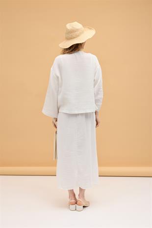 Chen Müslin Etek Takım - Beyaz