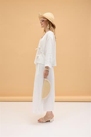 Chen Müslin Etek Takım - Beyaz
