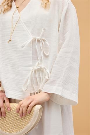 Chen Müslin Etek Takım - Beyaz