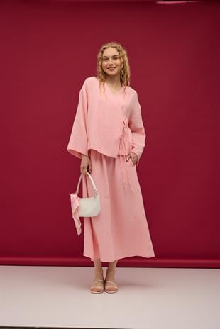 Chen Müslin Etek Takım - Pembe