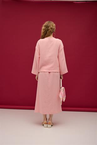 Chen Müslin Etek Takım - Pembe