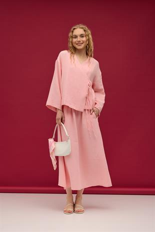 Chen Müslin Etek Takım - Pembe
