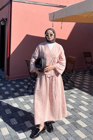 Chen Müslin Etek Takım - Toz pembe