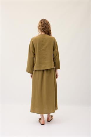 Chen Müslin Etek Takım - Yağ yeşil 