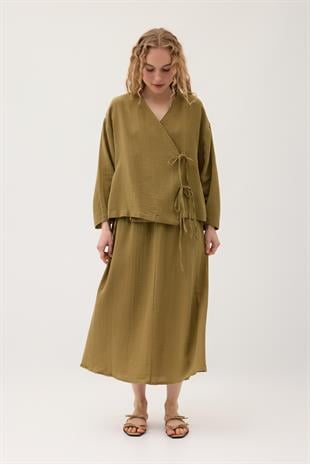Chen Müslin Etek Takım - Yağ yeşil 