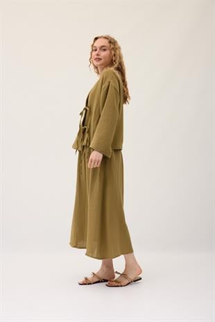 Chen Müslin Etek Takım - Yağ yeşil 