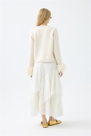 Cherry Kürk Detaylı Hırka - Bej