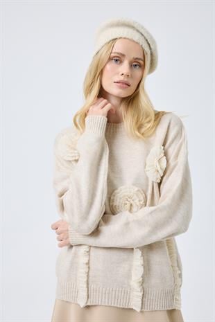 Chloe Tül Detaylı Kazak - Bej 