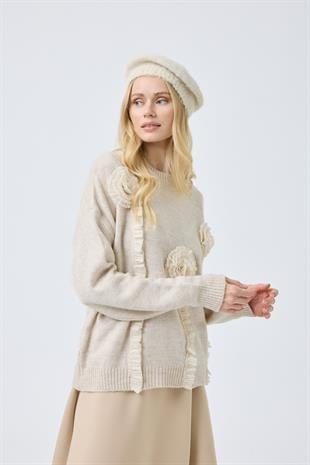 Chloe Tül Detaylı Kazak - Bej 