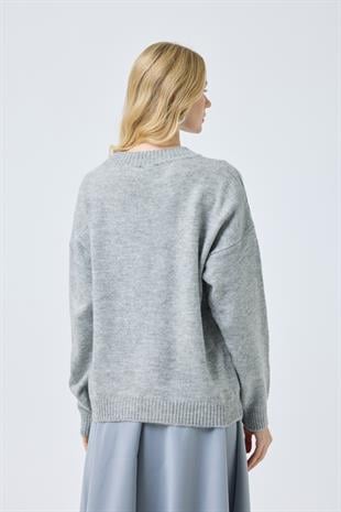 Chloe Tül Detaylı Kazak - Gri 