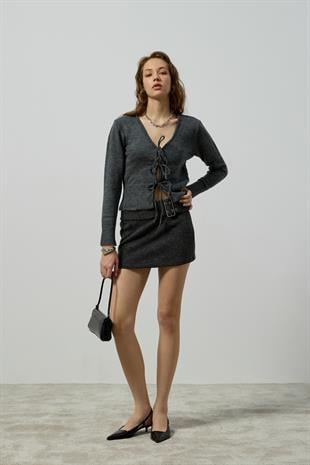 Clea Bağcıklı Hırka - Antrasit