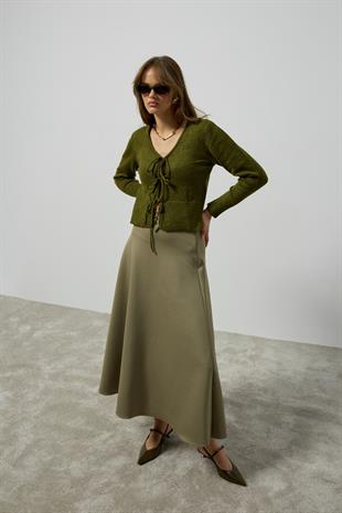 Clea Bağcıklı Hırka - Haki 