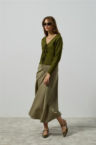 Clea Bağcıklı Hırka - Haki 