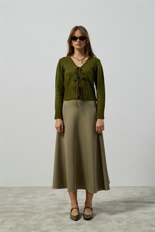 Clea Bağcıklı Hırka - Haki 