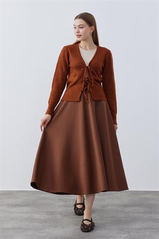 Clea Bağcık Detaylı Hırka - Tarçın