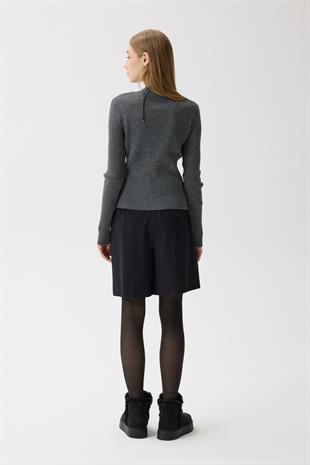 Clemence Atkılı Fitilli Hırka - Antrasit 