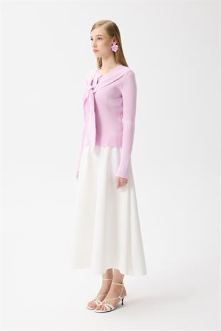 Clemence Atkılı Fitilli Hırka- Lila