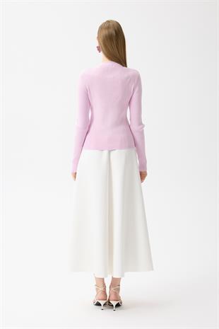 Clemence Atkılı Fitilli Hırka- Lila