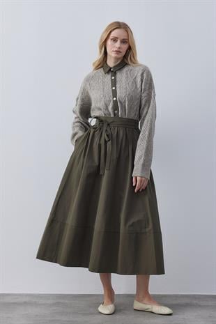 Conie Paraşüt Detaylı Triko Gömlek- Vizon