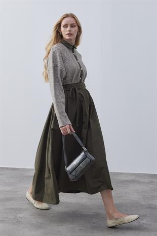 Conie Paraşüt Detaylı Triko Gömlek- Vizon