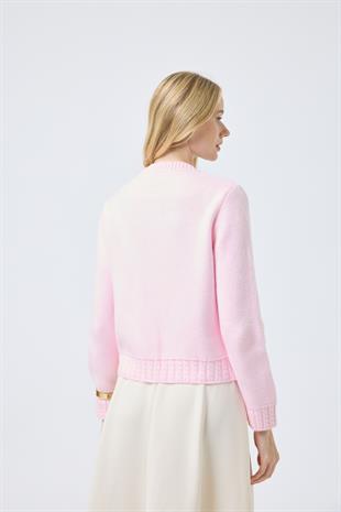 Cruz Cepli Çıtçıtlı Örme Hırka - Pembe