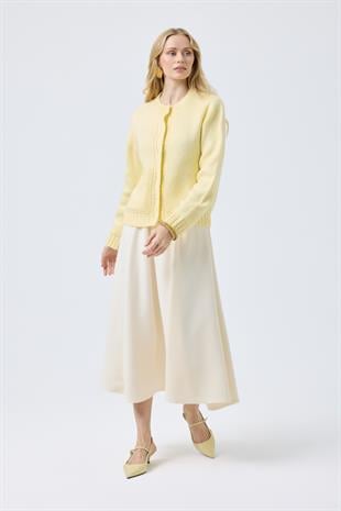 Cruz Cepli Çıtçıtlı Örme Hırka  - Sarı 