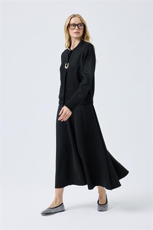 Cruz Cepli Çıtçıtlı Örme Hırka - Siyah 