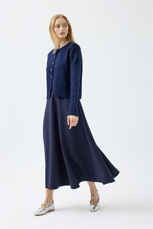 Dahlia Gümüş Düğmeli Hırka  - Lacivert