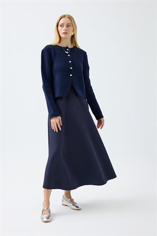 Dahlia Gümüş Düğmeli Hırka  - Lacivert